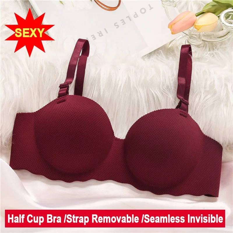 Women Bra Sexy Push Up Bras Female Lingerie Wireless Seamless Underwear A/B Cup Solid Color Invisible Bralette Strap Removable