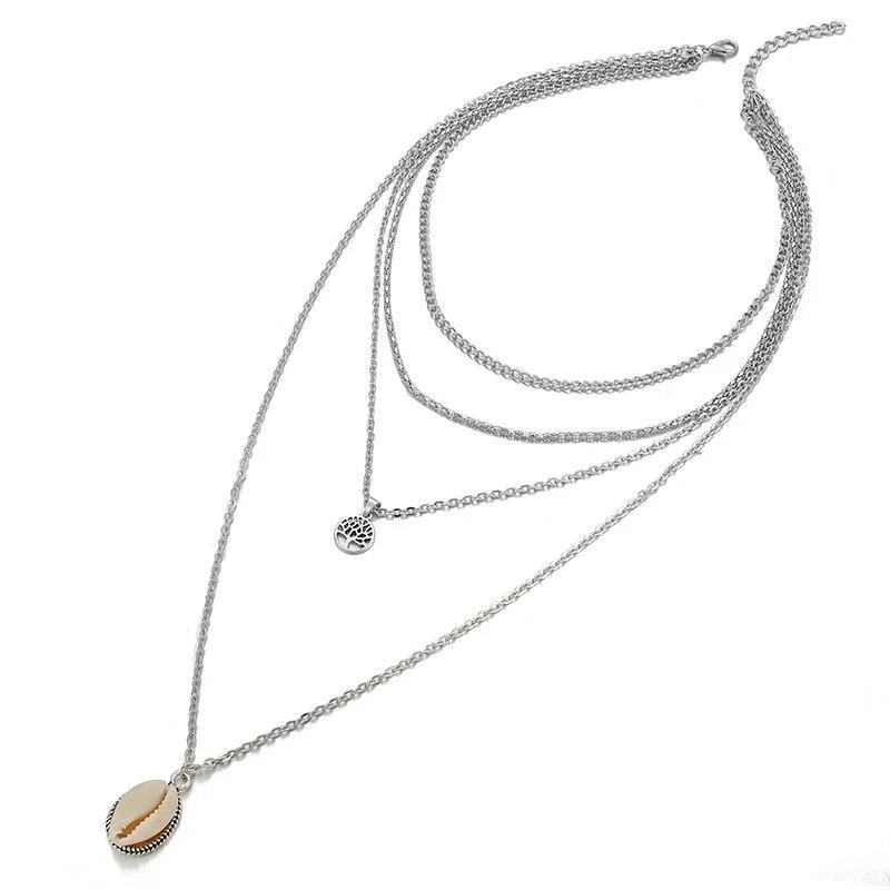 Women plus size clothing Bohemia Alloy Shell Tree Multi-layer Necklace Wholesale Cheap Jewelry-Nordswear