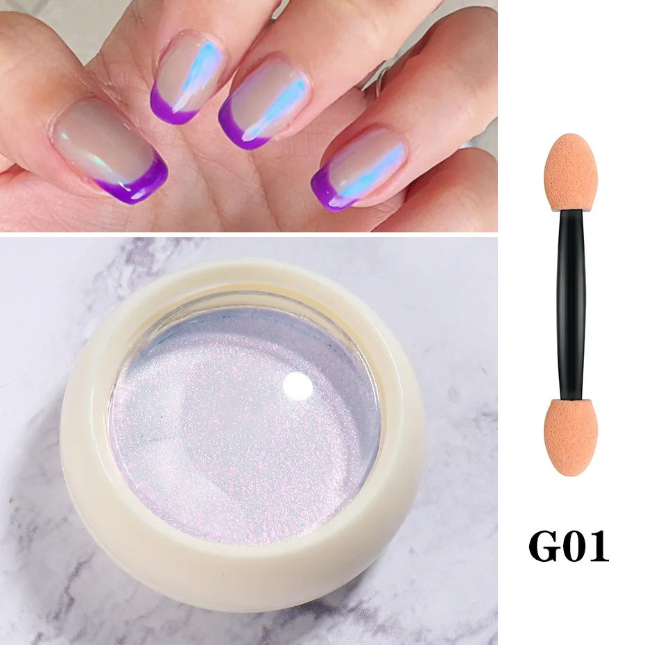 Bonusbuk New Nail Solid Aurora Powder Ice Transparent Naked Color Illusion Mirror Sparkling Powder Set Eye-catching Delicate Gift-worthy