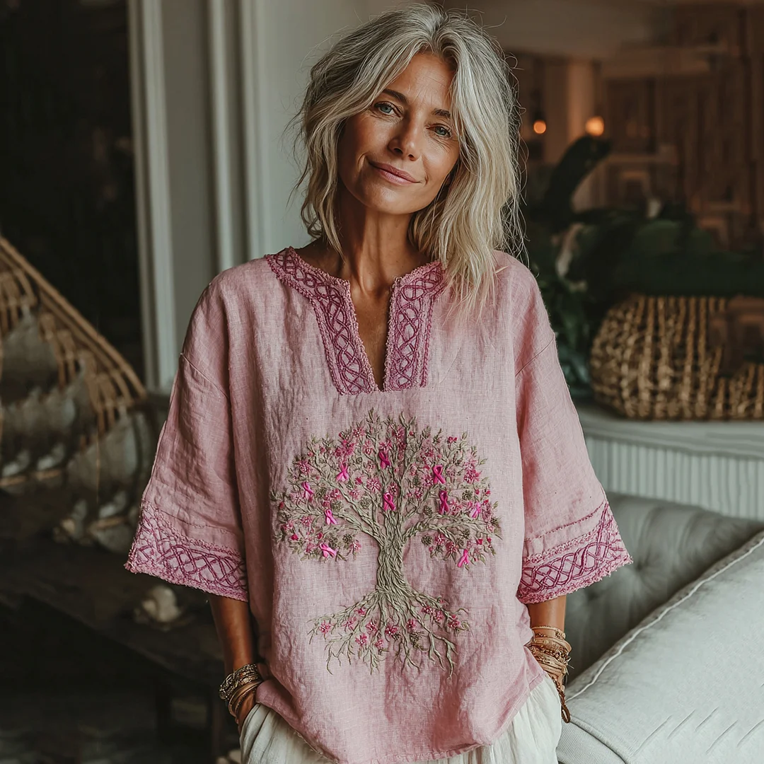 Women's Tree Of Life Pink Ribbon T-shirt