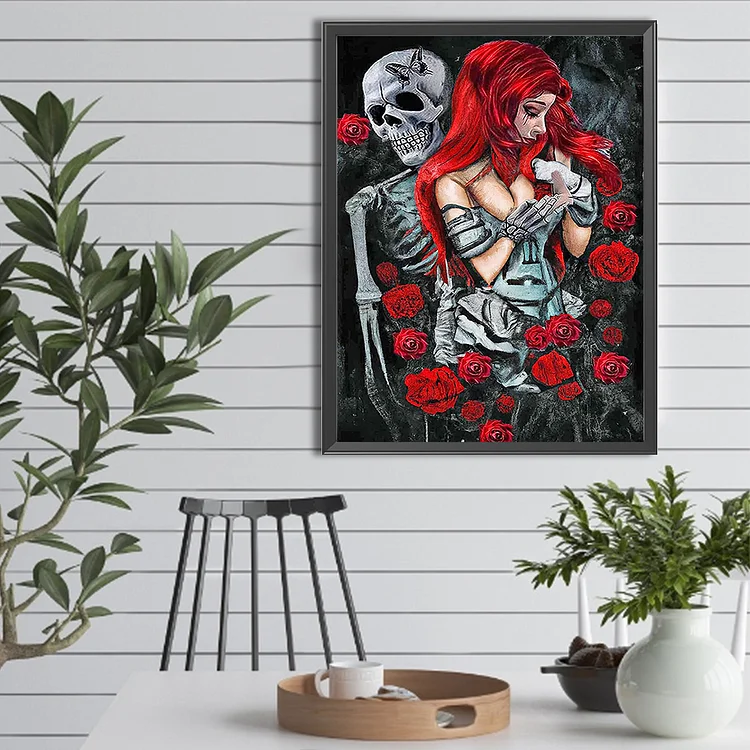 Girl Rose Skull - Full Round - Diamond Painting(30*40cm)