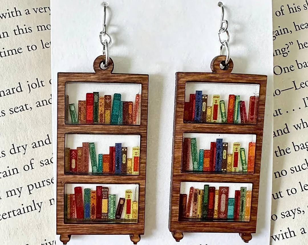 Acrylic Vintage Book Earrings For Women - Cute Teacher/Student Dangle Earrings, Hypoallergenic Gift - View #5