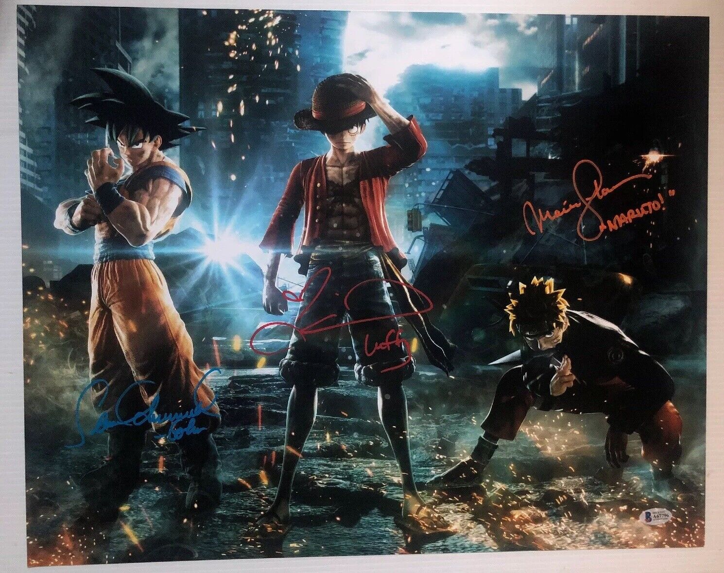 Sean Schemmel Maile Flanagan Colleen Clinkenbeard Signed 16x18 Photo Poster painting BECKETT