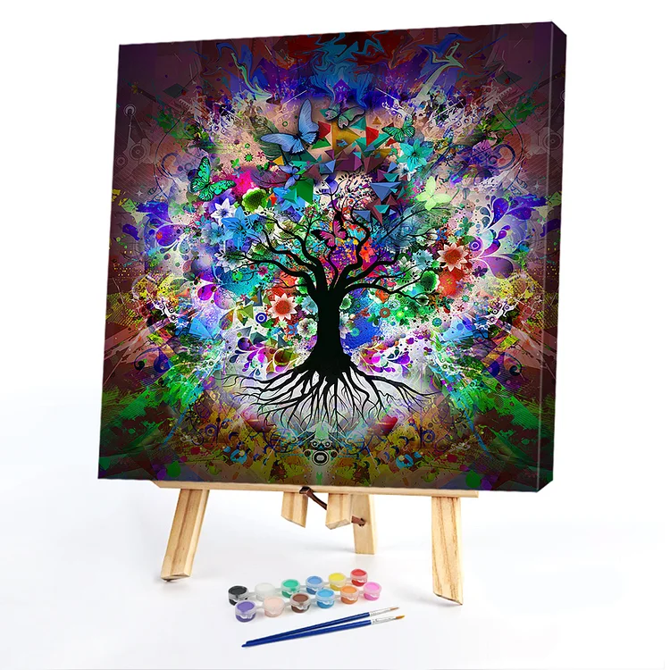 Oil Paint By Numbers - Colorful Tree Of Life - 40*40CM
