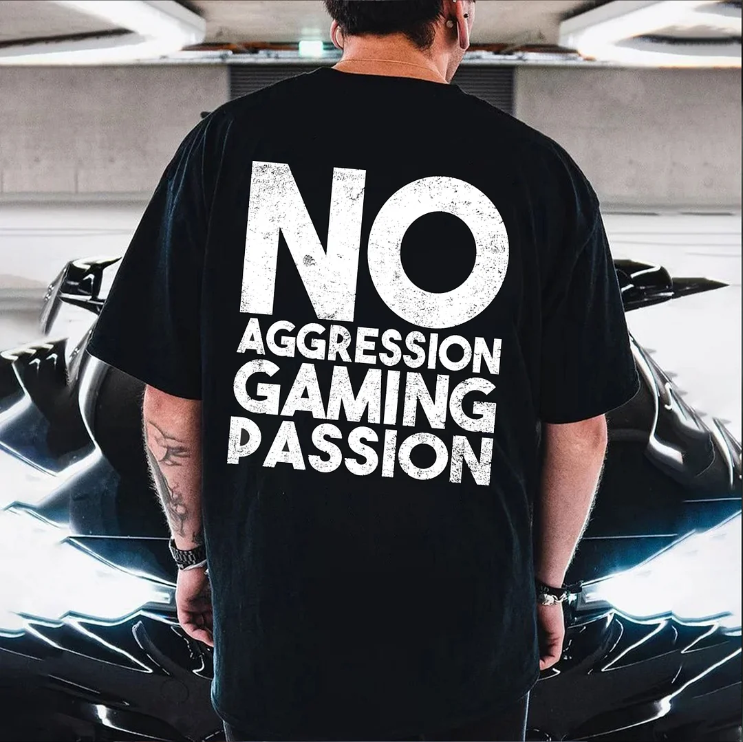 NO AGGRESSION GAMING PASSION Black Print T-shirt