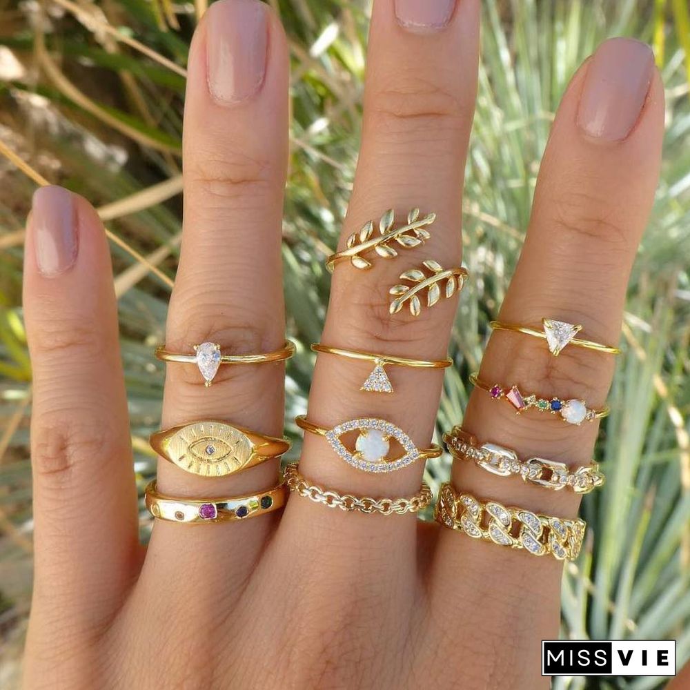 30 Styles Trendy Boho Midi Knuckle Ring Set For Women Crystal Geometric Finger Rings Fashion Bohemian Jewelry