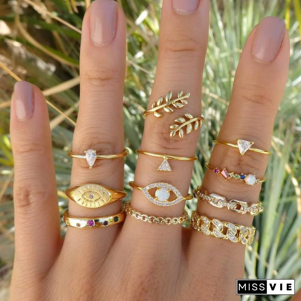 30 Styles Trendy Boho Midi Knuckle Ring Set For Women Crystal Geometric Finger Rings Fashion Bohemian Jewelry