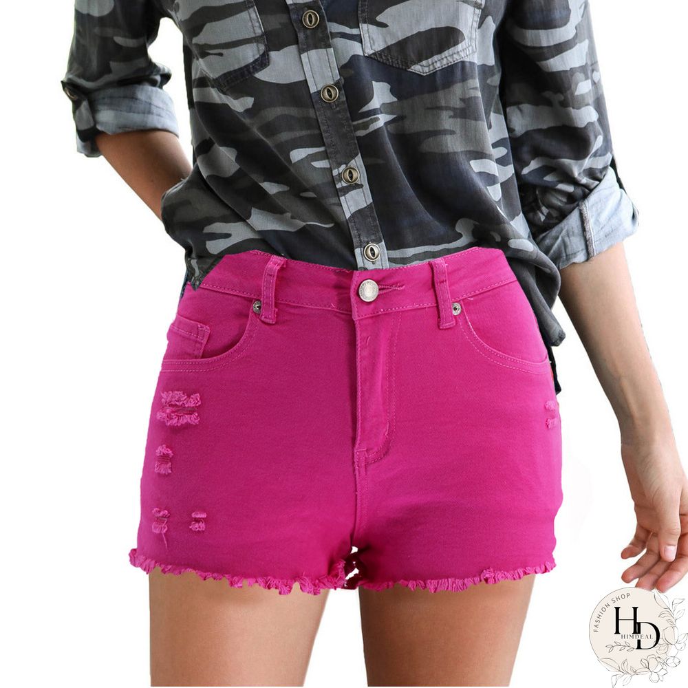 Printed Paneled Gothic Denim Shorts