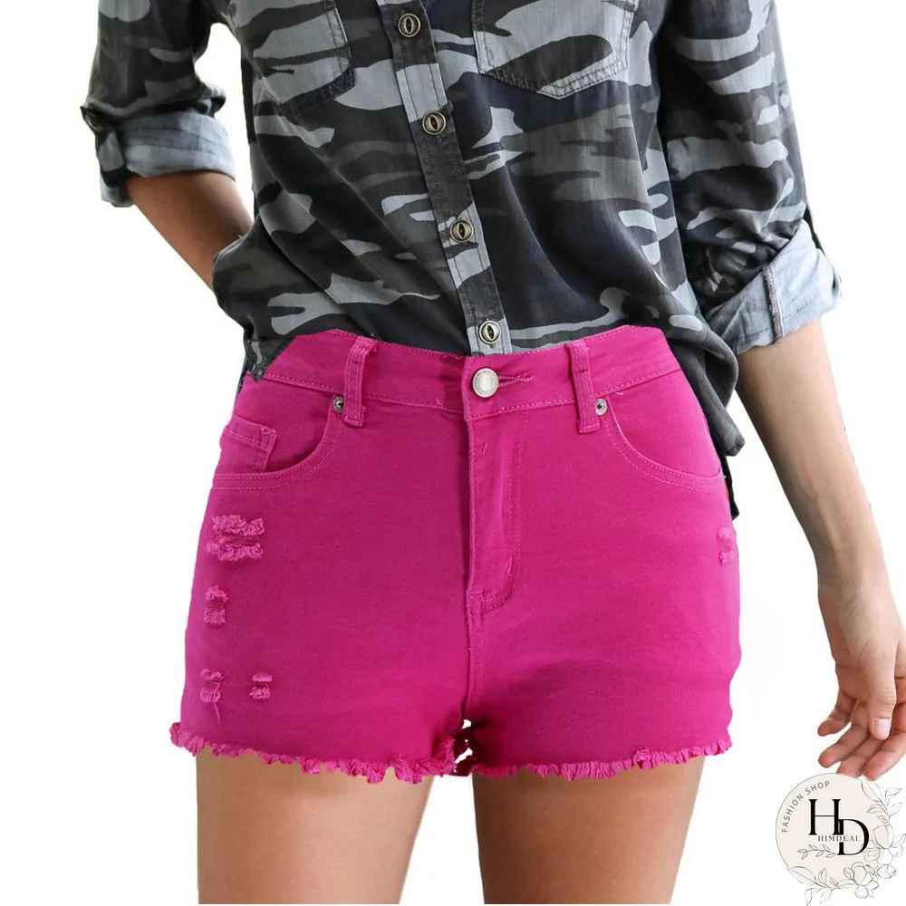 Printed Paneled Gothic Denim Shorts