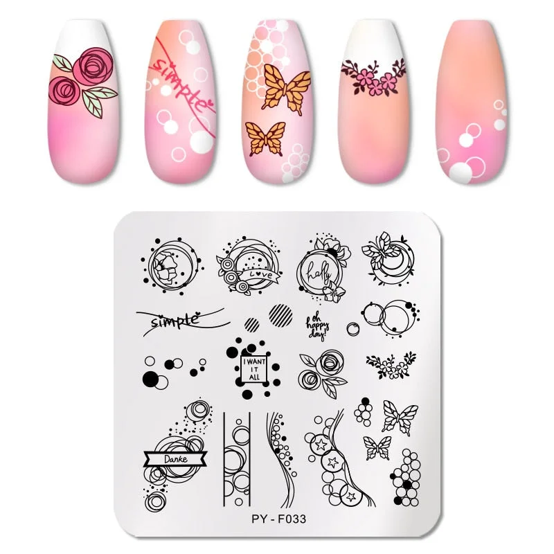 PICT YOU Valentine's Day Nail Stamping Plates Rose Flower Love Pattern Nail Art Plate Overprint Stamp Stencils Design Molds-Nail Inspo