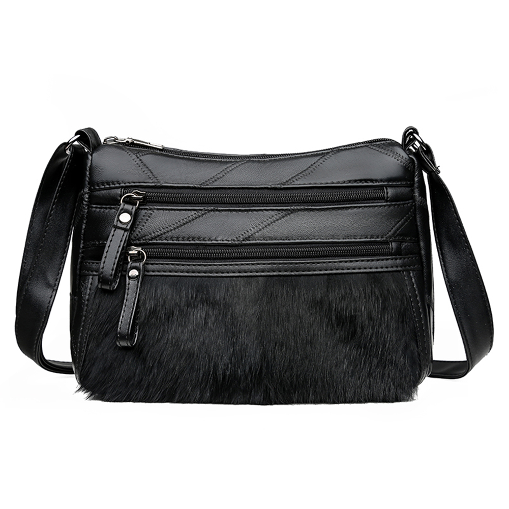 

Fashion Women Splicing PU Rabbit Shoulder Bag Multi-pocket Messenger Purse, 501 Original