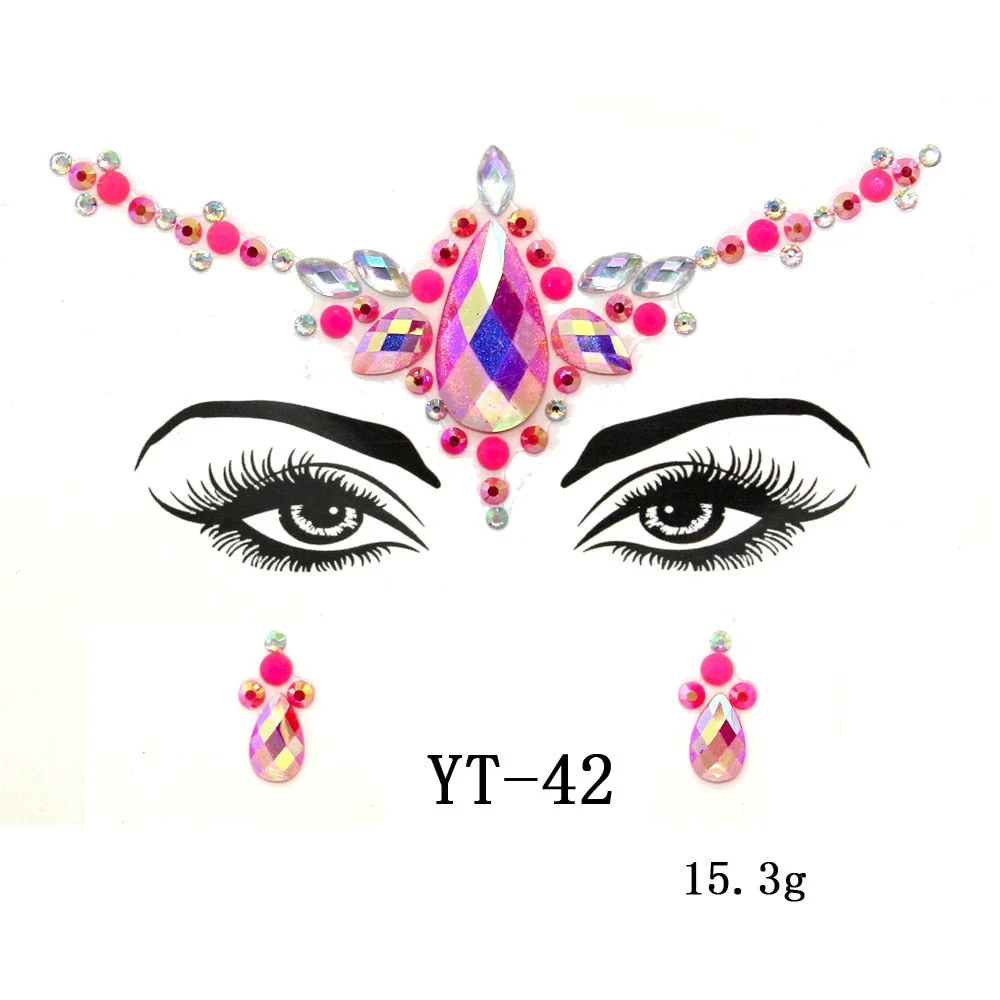 Facial Rhinestone Natural Resin Face Sticker Rhinestone Tattoo Makeup Party Christmas Party Face Decoration Makeup Stickers