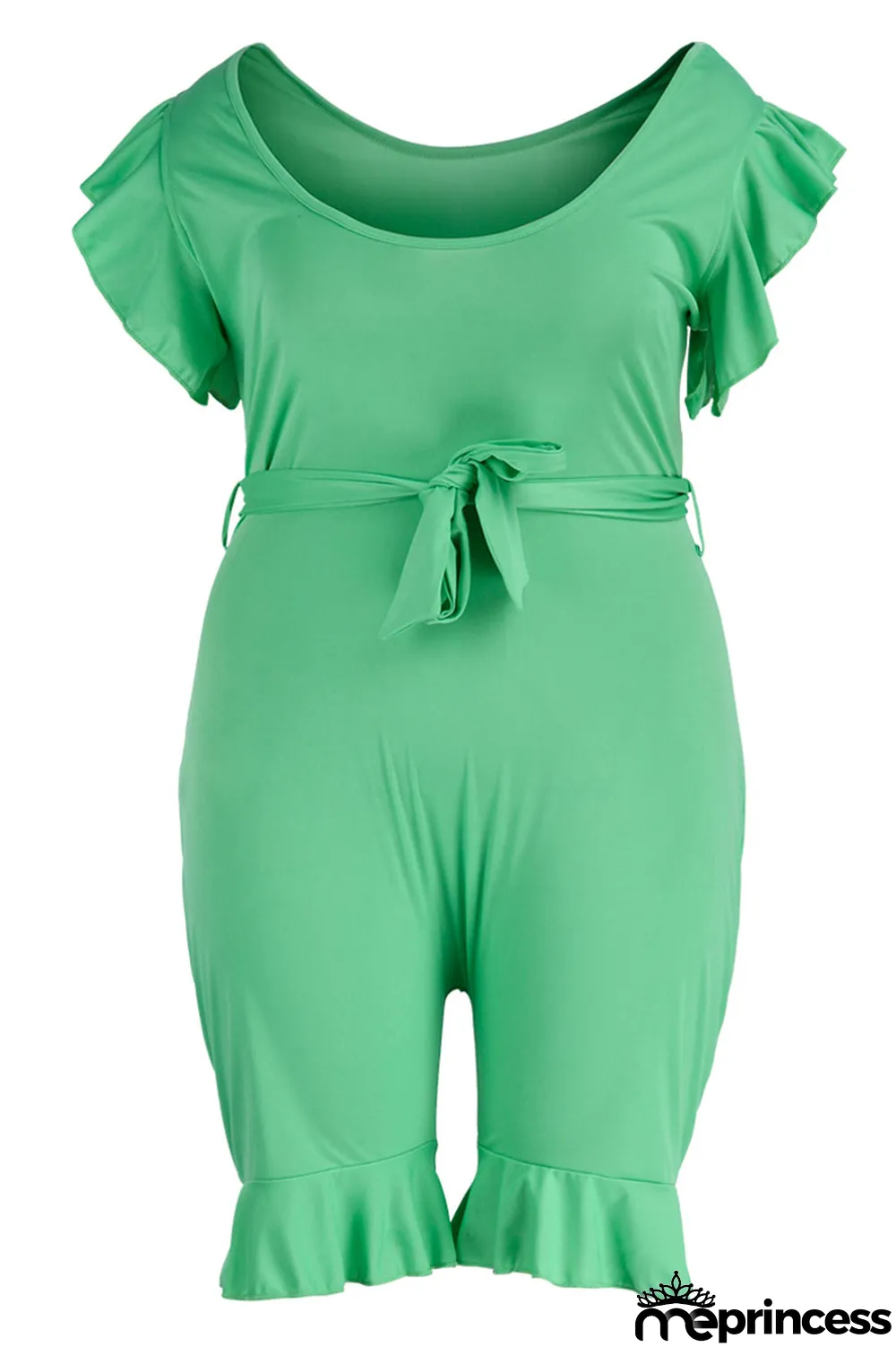 Black Casual Solid Patchwork Flounce O Neck Plus Size Jumpsuits