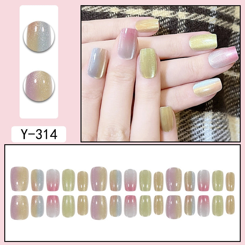 Sweet Color Block Heart Shape ABS Press-on Nails 1 Set