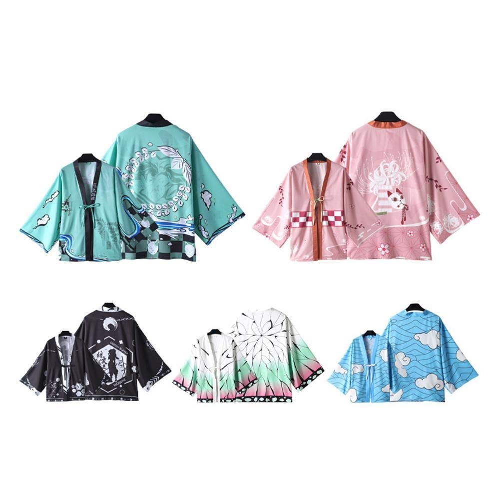 Demon Slayer Urokodaki Sakonji Cosplay Kostüm Kimono Jacke Umhang Zuhause als Schlafanzug