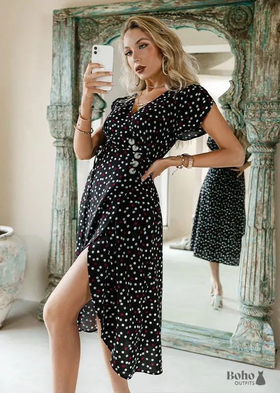 black flowy boho dress