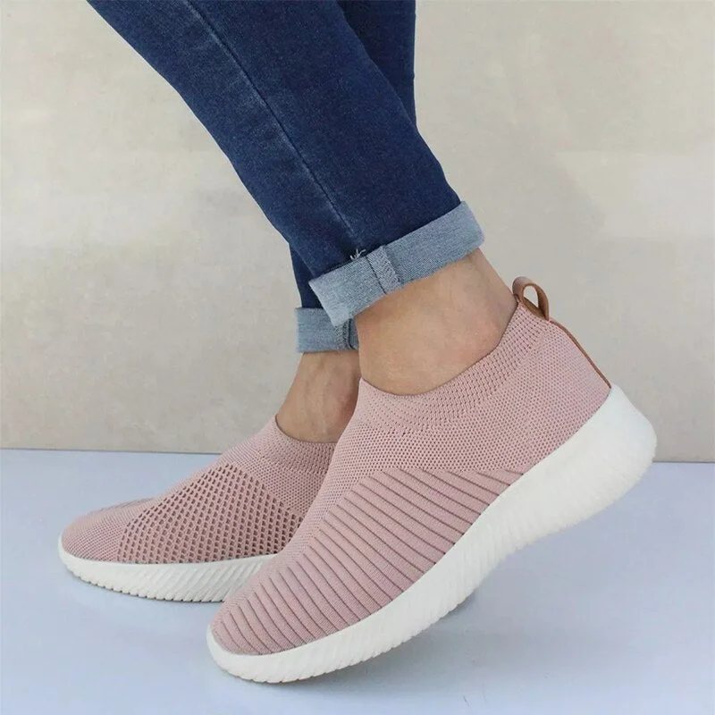 Women Sneaker Air Mesh Soft Female Knitted Vulcanized Shoes Casual Slip On Ladies Flat Shoes Walking Footwear Women Shoes 2021