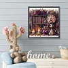 Biblioth&egrave;que poup&eacute;e fleur - perceuse ronde peinture diamant - 40*40cm