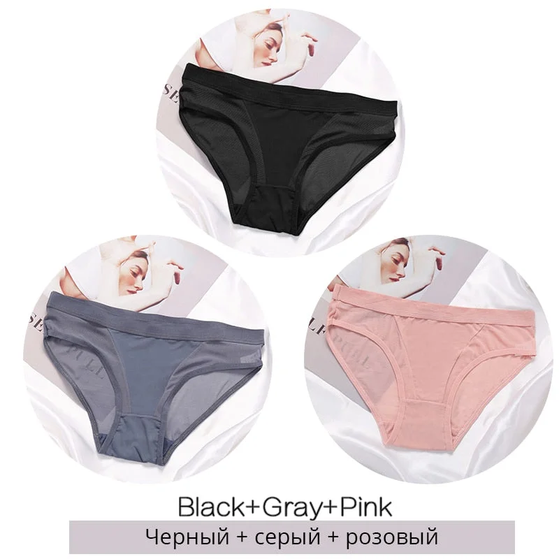 FINETOO Women Low Waist Panties Transparent Mesh Underpants M-2XL Ladies Briefs Female Underwear Fashion Girl Panty Lingerie New