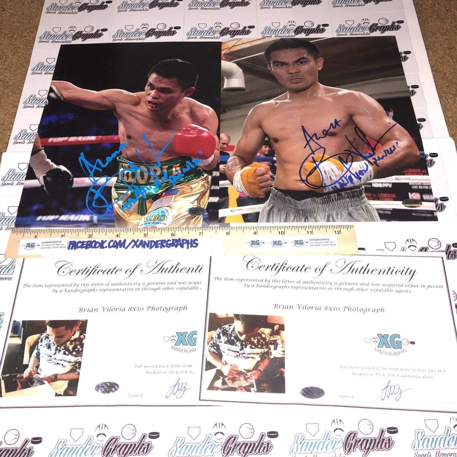BRIAN VILORIA BOXING CHAMP SIGNED AUTOGRAPHED 8X10 Photo Poster paintingGRAPH LOT (2)-PROOF COA