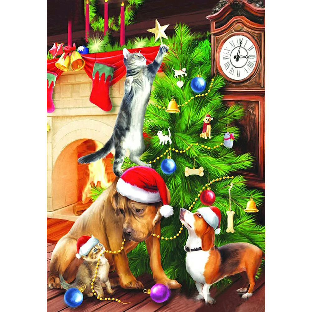 

Christmas Tree and Dog - Round Drill Diamond Painting - 40*50CM, 501 Original