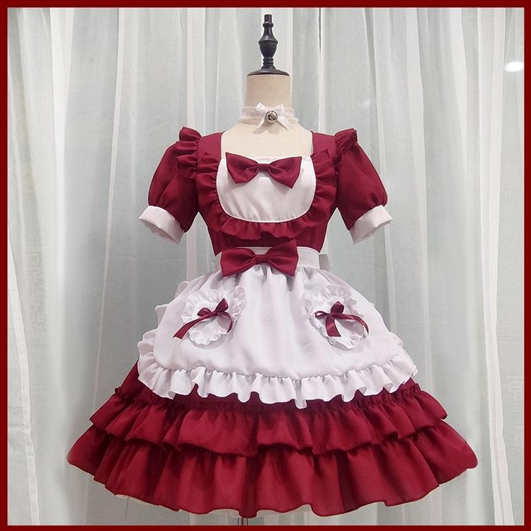 Sweet Red Maid Girl Dress Halloween Cosplay Costume weebmemes