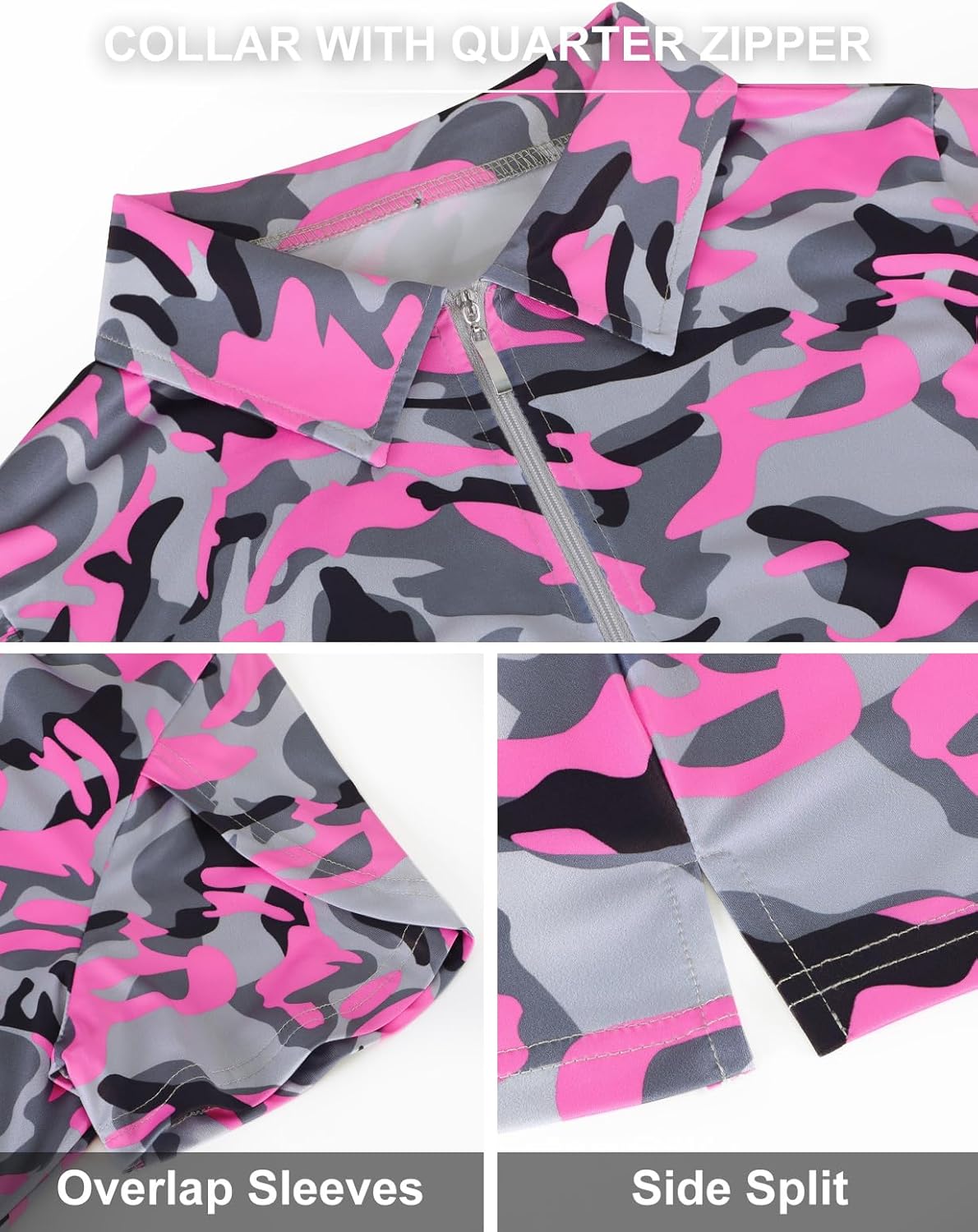 Womens Golf Polo Shirts 1/4 Zip Up Overlap Short Sleeve Quick Dry Workout Tops