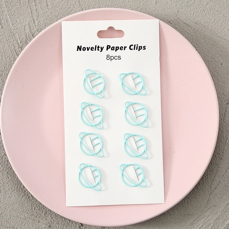 Creative Metal Paper Clip 8 Pack Cute Student Hollow Area Pin Office Learning Materials Bookmark Test Paper Clip