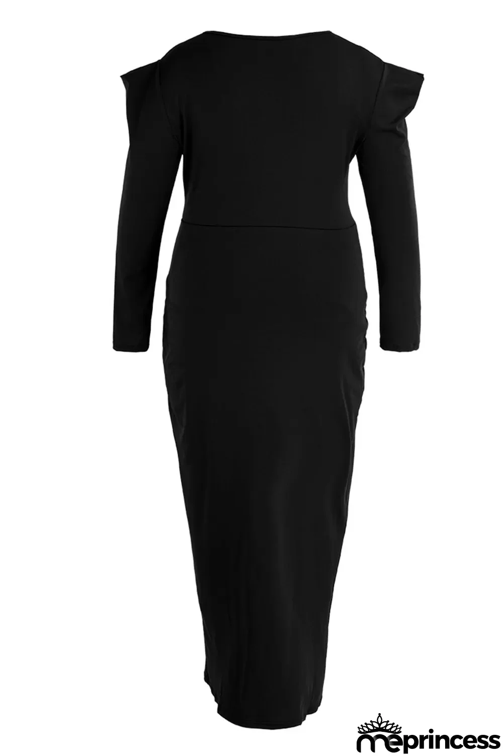 Rose Red Casual Solid Patchwork Fold Asymmetrical V Neck Princess Plus Size Dresses