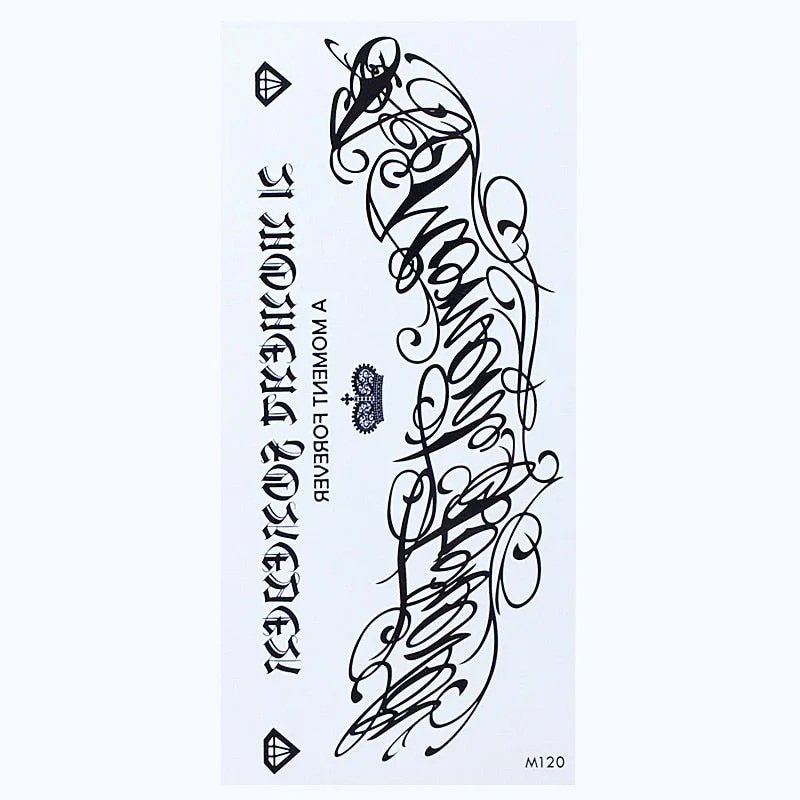 Temporary English Word Tattoo Stickers Black Letters Body Art Tattoos Sticker Waterproof For Temporary Tattoos