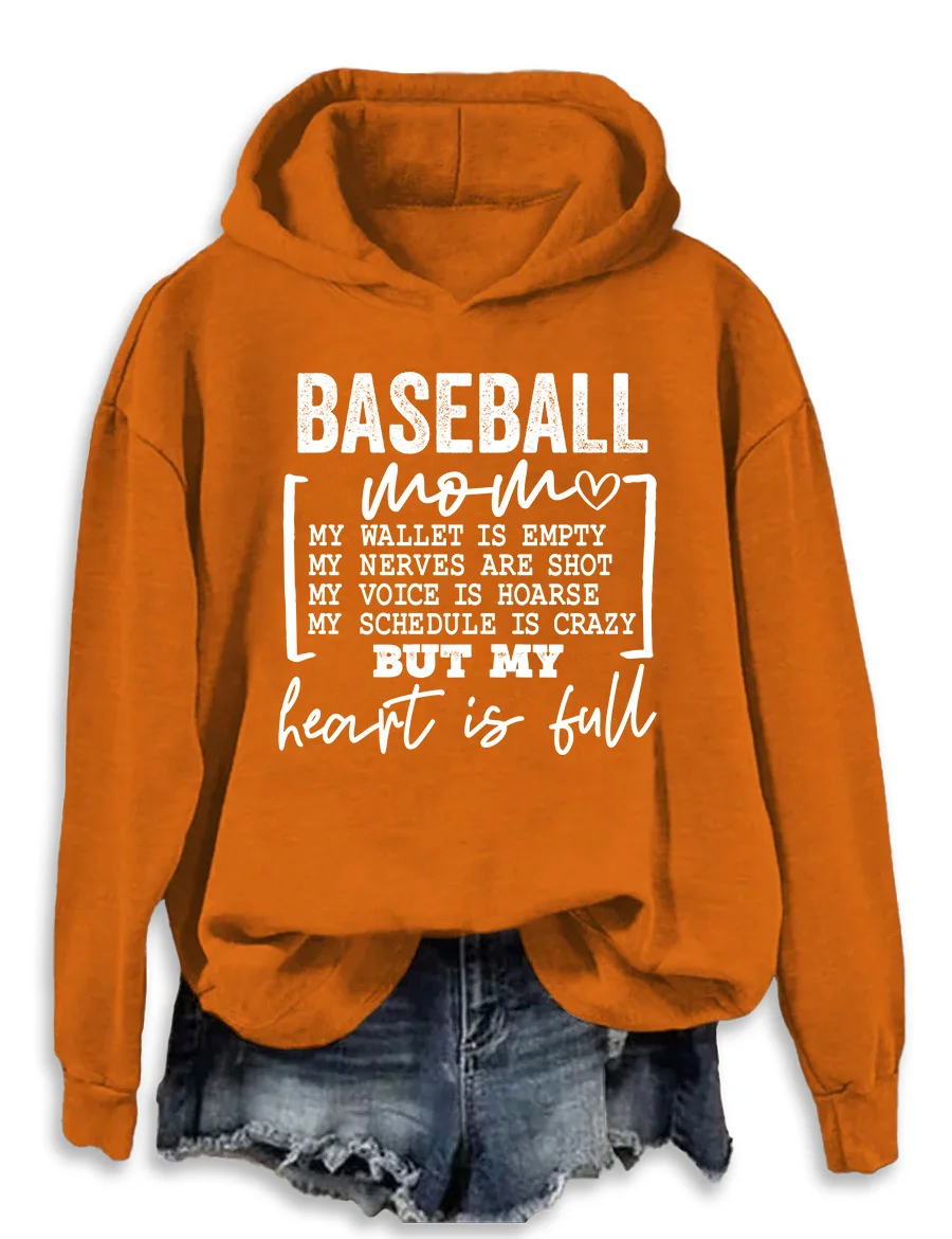 Baseball Mom Heart Is Full Hoodie