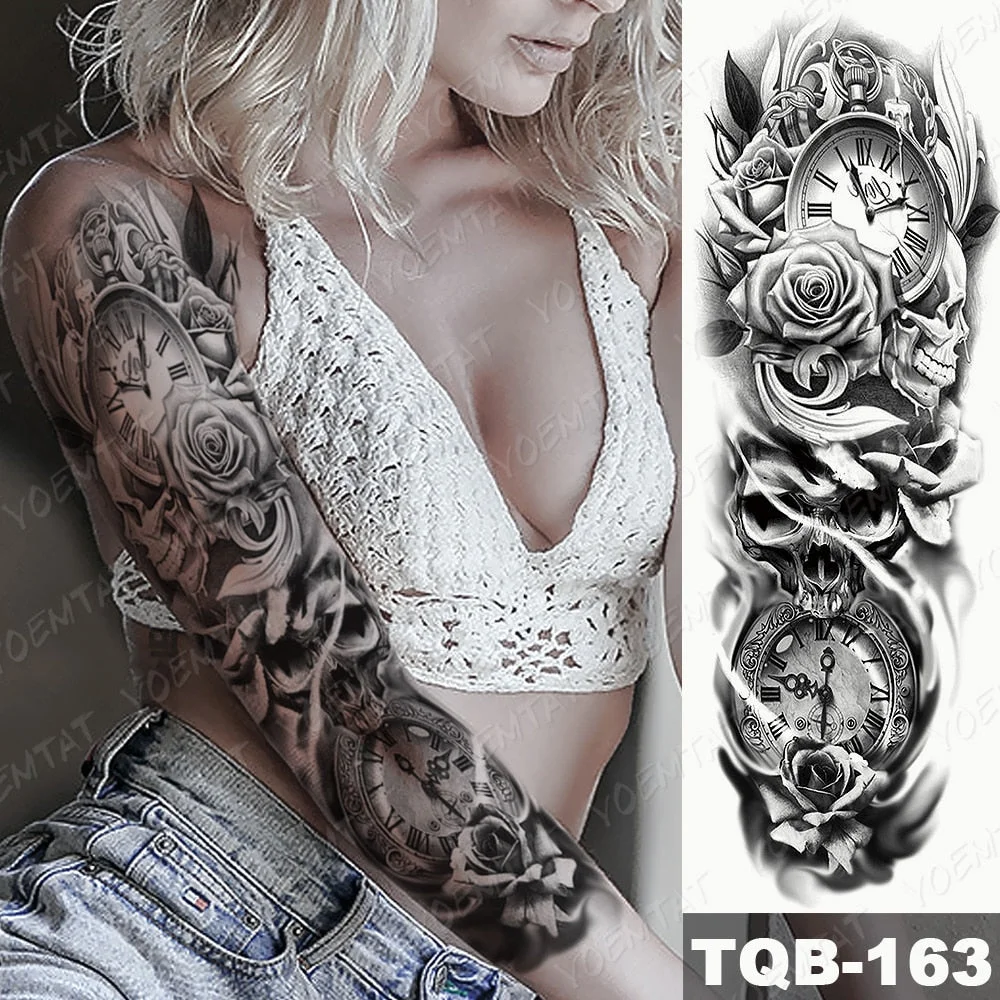 Large Full Arm Sleeve Tattoo Indian Forest Leopard Waterproof Temporary Tatoo Sticker Wild Tribe Men Women Body Art Tatto