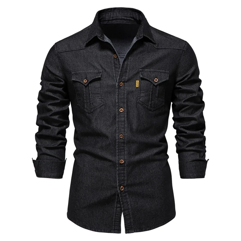 Smiledeer Classic Casual Men's Long Sleeve Denim Shirt