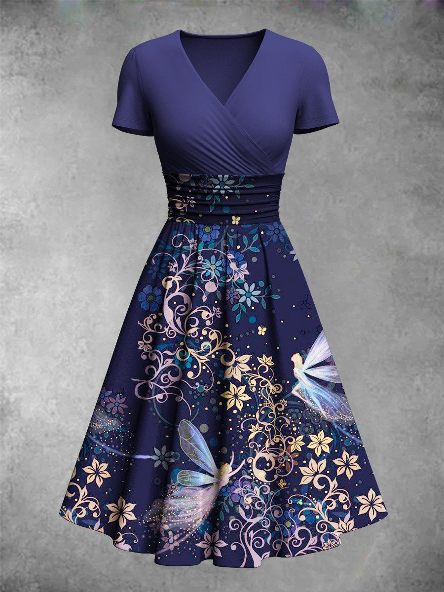 Women's Classic Casual Gradient Butterfly Pattern Midi Dress