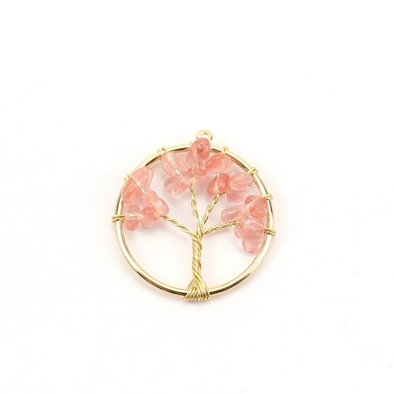 Minimalist Lucky Tree Natural Stone Agate Pendants