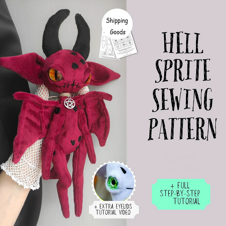 Creepy Hell Sprite Doll Sewing Templates(8PCS)-included instruction booklet