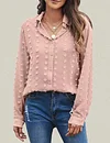 Elegant Button Fuzzy Polka Dot Shirt