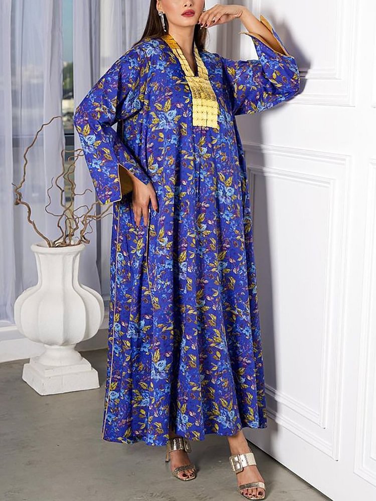 Floral Print Cube Sequin Dress