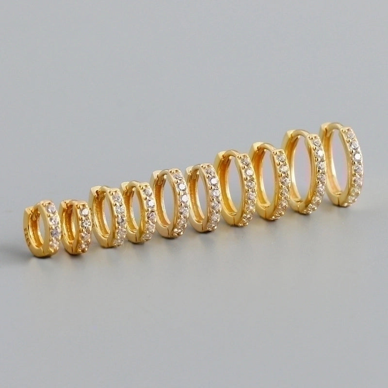 1 Pair 925 Sterling Silver Zircon Circle Earrings