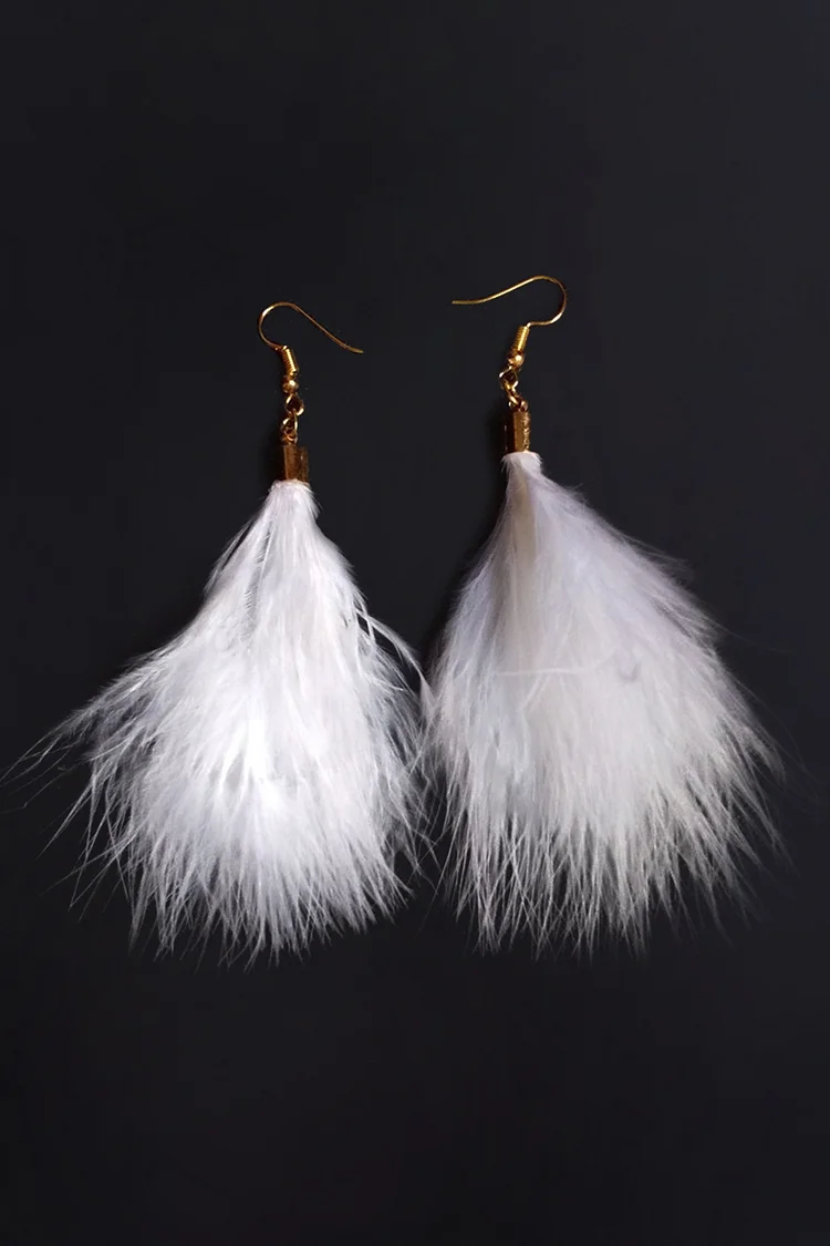 Party Feather Tassel Solid Pendant Earrings