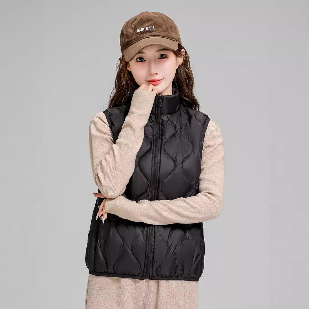Toloer Autumn And Winter New Down Jacket Vest Female Short Stand Collar Casual Gourd Pressure Line Light Sleeveless Coat Coat-Outfit Ideas