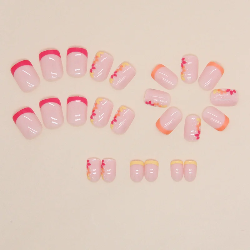 Churchf Churchf Rose Red French Nail Autumn Feeling Full Yellow Flower Flower Wearing A Ins Wind Fake Nails