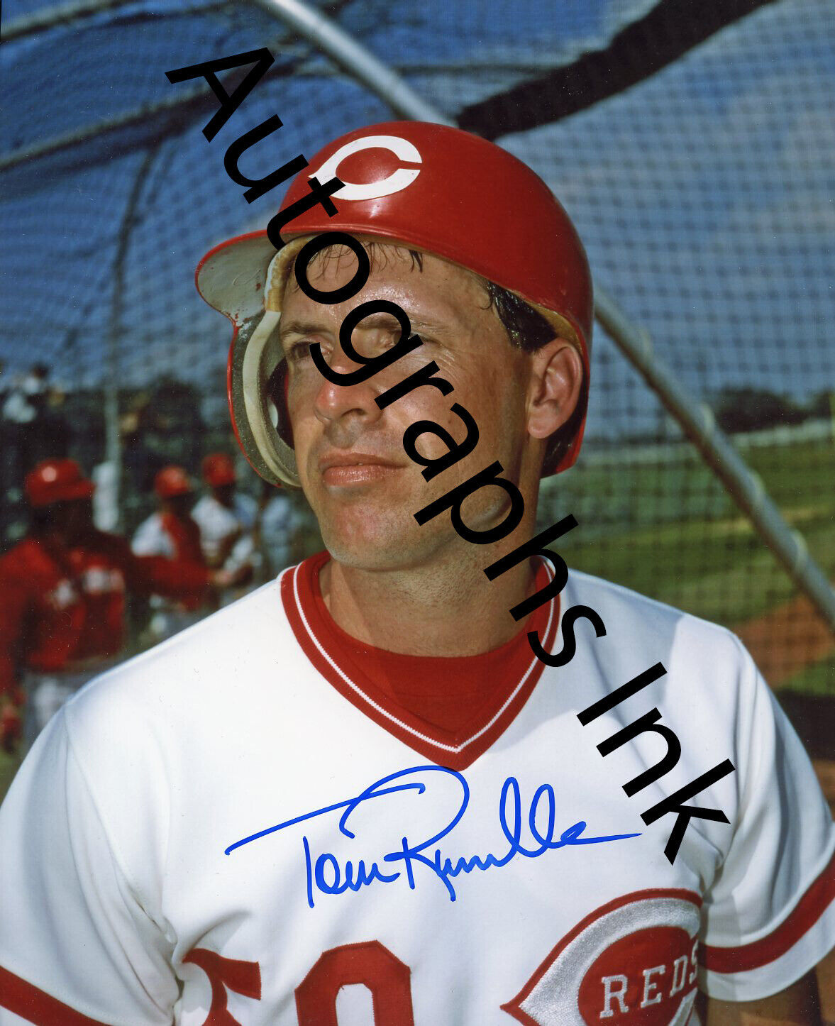 Tom Runnells Autographed 8x10 Cincinnati Reds Topps Vault