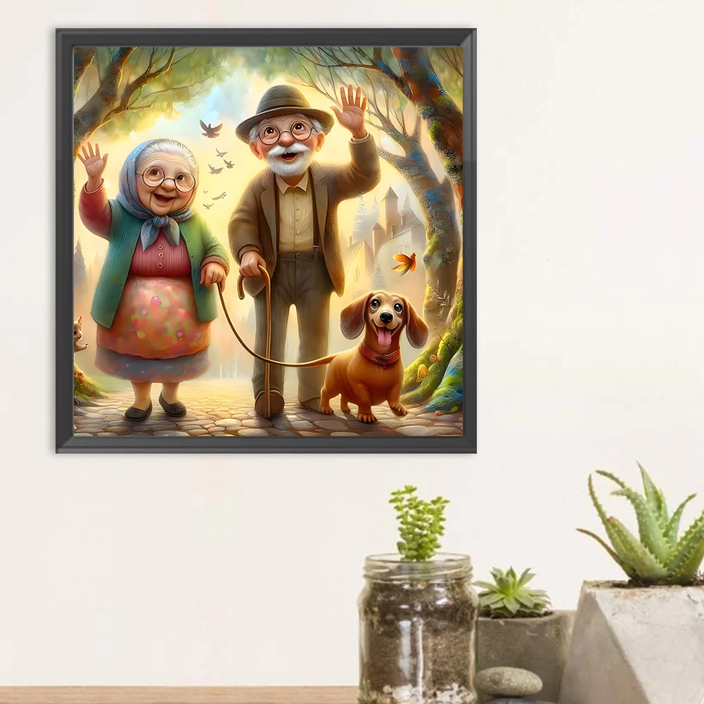 Diamond Painting - Full Round Drill - Old Couple(Canvas|30*30cm)