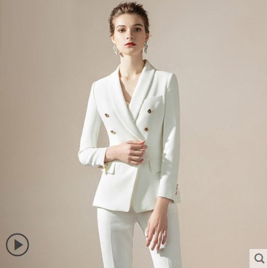 White Double-breasted Fashionable Temperament Suit