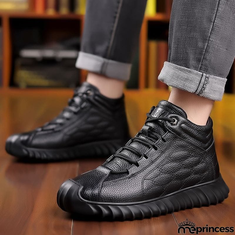 Male Casual Genuine Leather Fleece Thickened Father's Shoes
