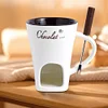 Candle Cup Cheese Chocolate Melting Ceramic Mug Chocolate Fondue Mug with Fork