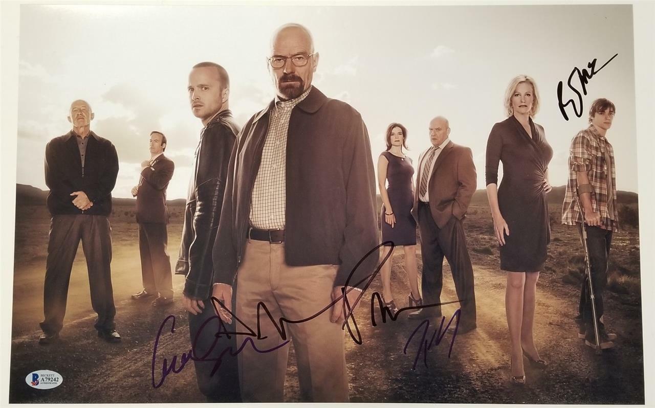 BREAKING BAD Cast (4) Signed 11x17 Photo Poster painting Mitte Paul Gunn Norris~ Beckett BAS LOA