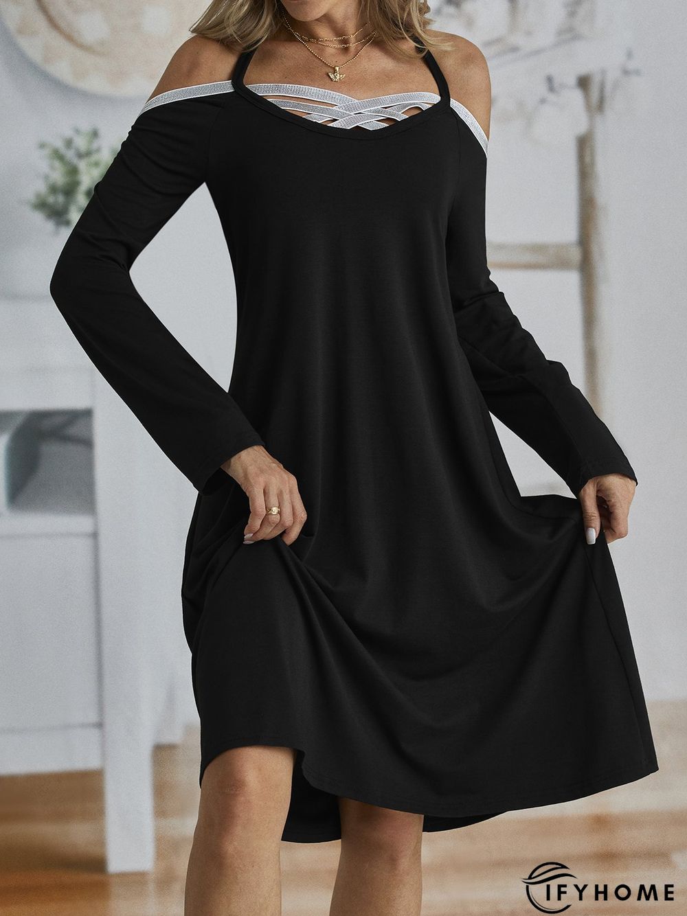 Casual Solid Regular Fit Knitting Dress | IFYHOME