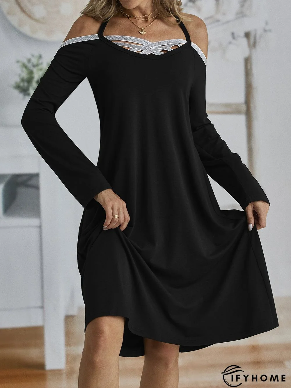 Casual Solid Regular Fit Knitting Dress | IFYHOME